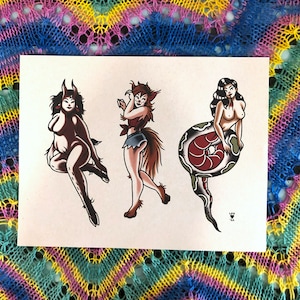 Monster Girls 2 Pinup Flash Sheet Print