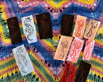 Mini Cowboy Worm Linocut Printed Patches