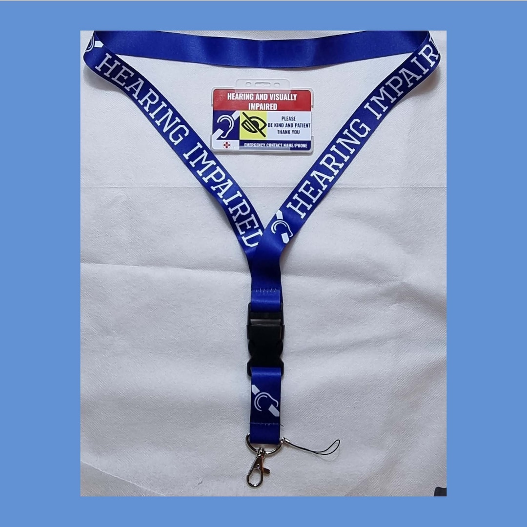 Hearing and Visually Impaired Badge Hidden Disability Lanyard , Hearing