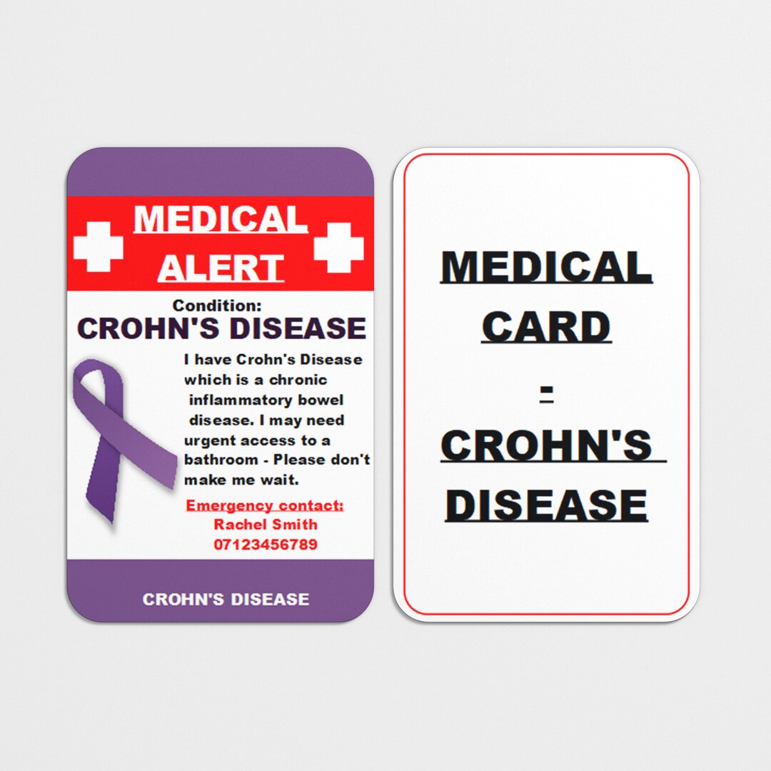 Crohn's Medical ID Card With Lanyard and Cardholder Etsy