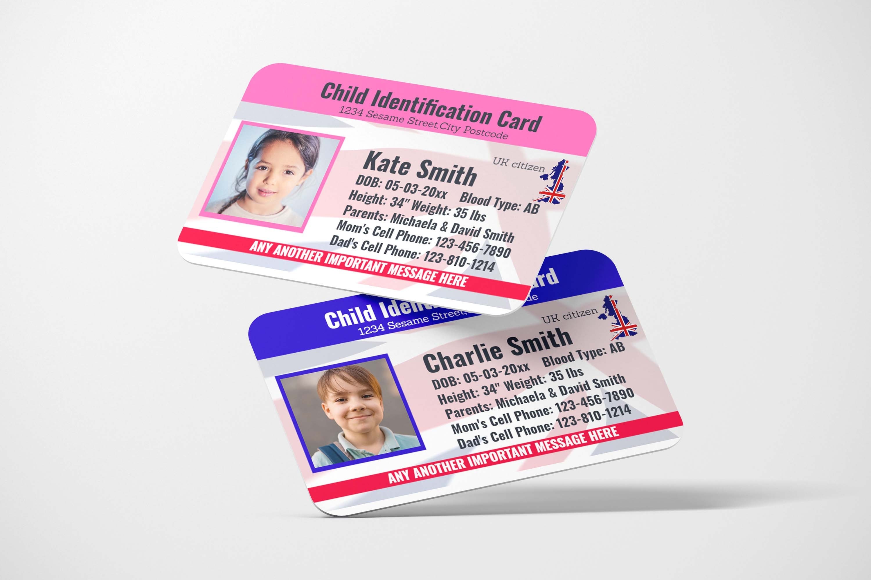 Kids ID Children Id Card Personalized Identification Card Children IC ...