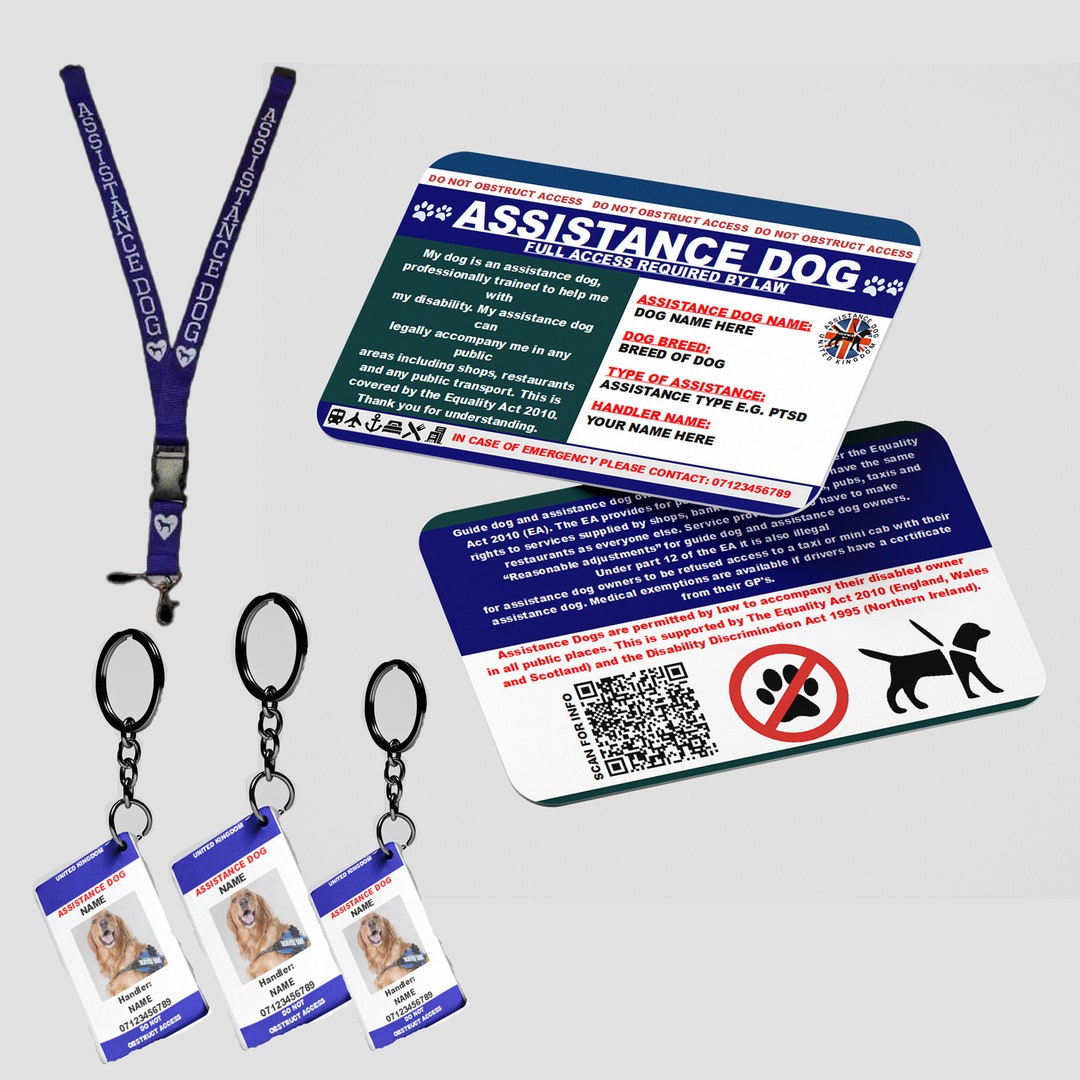 Assistance Dog Law Card With 3PC Custom Dog Tags Assistance Dog Lanyard