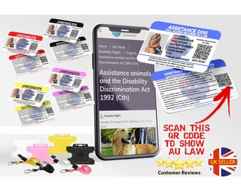 Personalized Assistance Dog AU Law Card with The Disability Discrimination Act 1992 (DDA) with QR Code