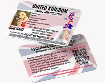 Assistance Dog UK Law Card - Animal Identification Card United Kingdom- Dog tag ID