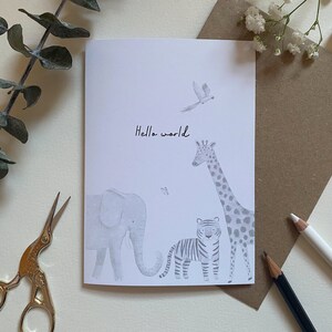 Hallo Welt neue Baby Grußkarte | Neue Ankunftskarte | Unisex Karte | Baby Mädchen Karte | Baby Karte | Süße Babykarte | Baby Shower Karte