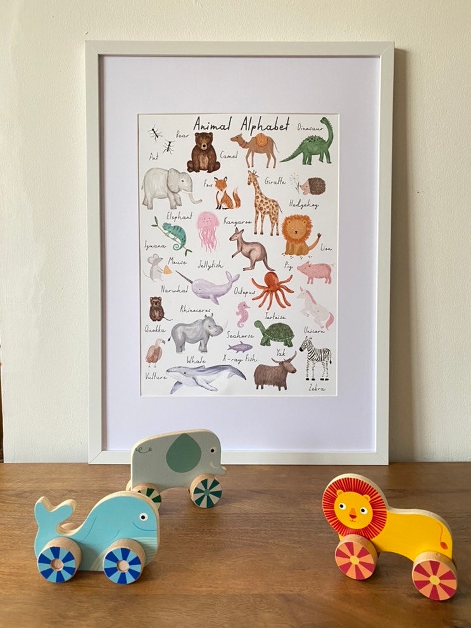 Animal Alphabet Nursery Wall Art Print A3 Baby Nursery Print - Etsy
