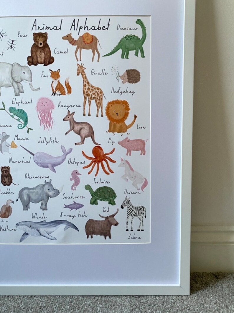 Animal Alphabet Nursery Wall Art Print A3 Baby Nursery Print - Etsy