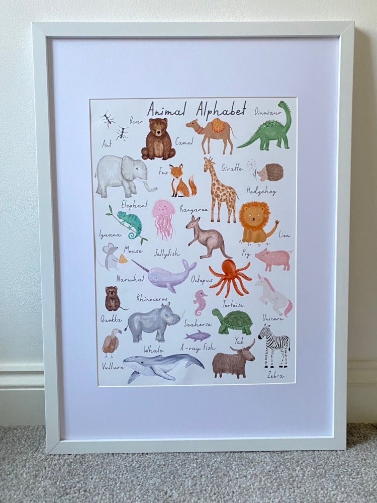 Animal Alphabet Nursery Wall Art Print A3 Baby Nursery Print Etsy Animal Alphabet Nursery Wall Art Print A3 Baby Nursery Print Etsy