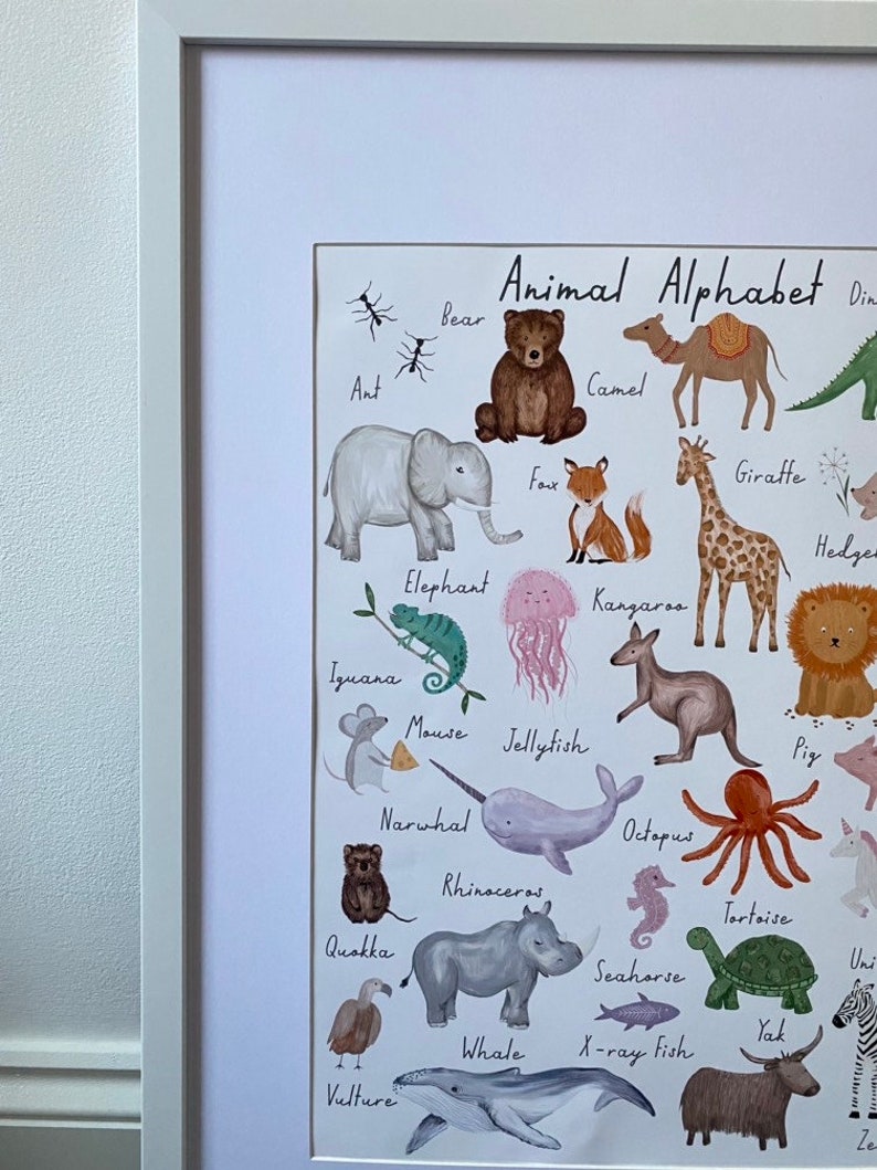 Animal Alphabet Nursery Wall Art Print A3 Baby Nursery Print - Etsy
