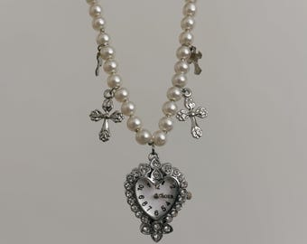 Harthorlogeketting, roestvrijstalen Y2K-coquettesieraden