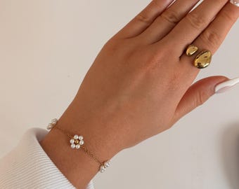 Pulsera Spring Garden, chapada en oro de 18 quilates, joyería de acero inoxidable