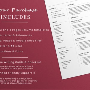 Clean Modern Executive Resume Template for Word google Docs - Etsy