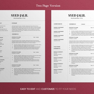 Clean Modern Executive Resume Template for Word google Docs - Etsy