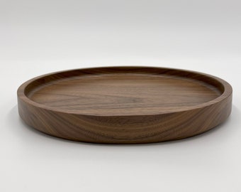 Circle Tray in Solid Walnut. Perfect for Console Table, Ottoman Serving, Nightstand Organization, or a Drinks Tray