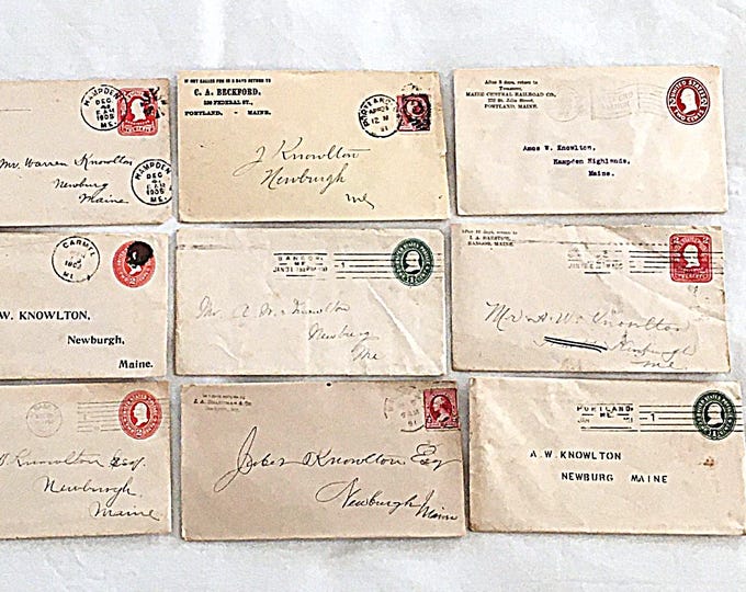 9 Antique Envelopes 1800s-early 1900s, Canceled Stamps & Prepaid ...