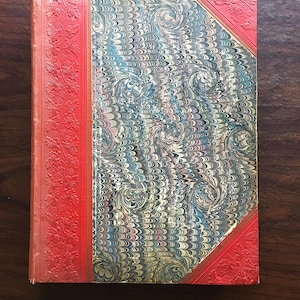 1800s French Book Clovis Le Berceau de la France, Antique Limoges Marbled Embossed Hardcover Gold Gilt Pages | Neutral Illustrations