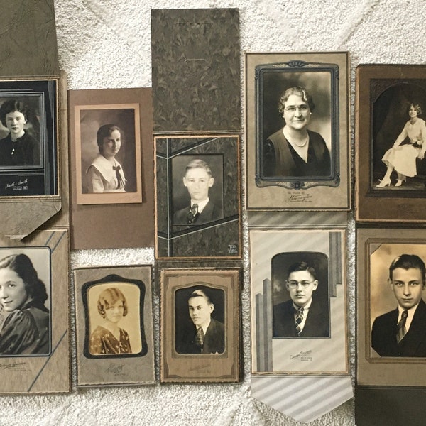 10 Authentic 1930s-1940s Photos, Designed Foldover Frames | Junk Journal Smash Book Scrapbooking Collage Mixed Media Collectible