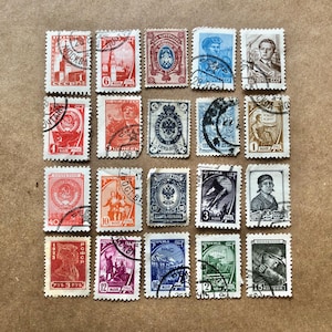 Vintage Russia Stamps, Collectible Stamps, Multicolor Stamps, Hand Curated | Stamp Collector, Gift for Crafter, Paper Crafts