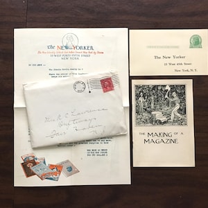 1926 New Yorker Magazine Advertising Letter w/ Illustrations, Illustrated Booklet, Unused Return Postcard, Envelope, Stamp | Collectible