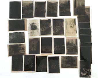 30 Vintage WWII 1940s Photo Negatives, Military Kodak 2.25"x3.5" Black and White, Neutral | Craft Supplies