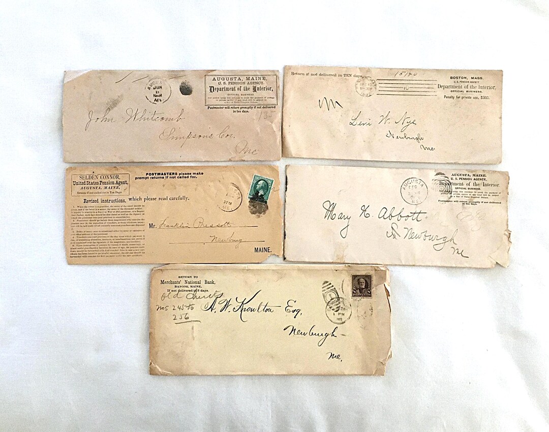 5 Antique 1883-1900 Envelopes US Department of the Interior, 2 Canceled ...