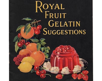DIGITAL 1926 Royal Fruit Gelatin Suggestions Vintage Cookbook, 46 Recipes, Printable Cookbook, Authentic Vintage Cookbook