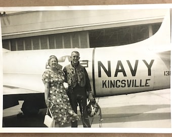 Authentic Vintage WWII Military Photo Navy Airplane Soldier 1940s, Kingsville TX, Detailed Info | Junk Journal Smash Book Scrapbook Collage