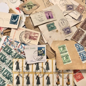 210 Vintage Worldwide Stamps, Full Postmark Stamps, Precancel Stamps, 1917-1999 | Gift for Crafter, Stamp Collector, Collectible Stamps