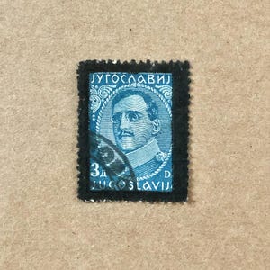 1934 Memorial Issue Stamp Yugoslavia King Alexander Stamp, Vintage Royalty Stamp, Hand Curated | Stamp Collector, Gift for Crafter