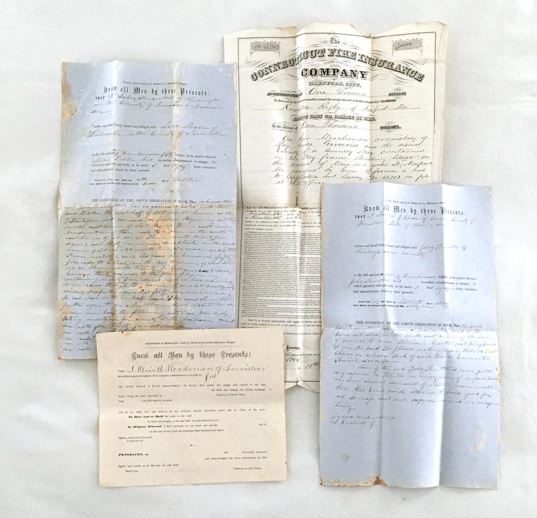 Original Victorian Documents 1856-1880s DISTRESSED, Handwritten Bonds ...