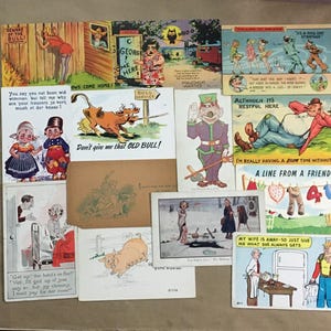 Vintage & Antique Humorous Postcards, Sent and Unsent, Funny Cards | Collectible, Junk Journal Mixed Media Smash Book Scrapbook Collage