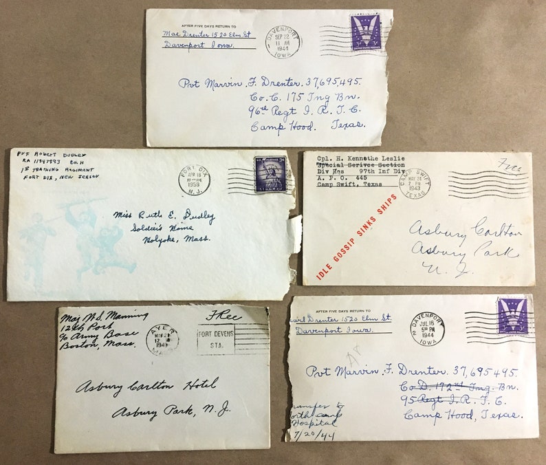 Vintage WWII Military Envelopes 1940s 1950s Army & Soldiers Etsy