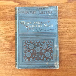 1891 Book Town And Country Mice, JM Callwell, Antique Victorian Illustrated Blue Hardcover | Collectible, Neutral Pages, Craft Supplies