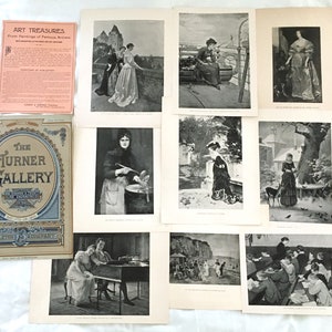 1879-1880 Victorian Art Engravings Turner Gallery + Book Plates, Original Antique | Frameable, Junk Journal Scrapbooking Collage Mixed Media