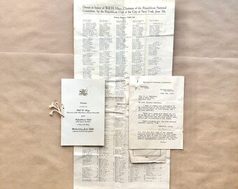 Authentic 1918 Will H. Hays Memorabilia | Republican National Committee, United States Postmaster General | Antique Collectibles