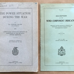 WWI 1917, 1921 Books Power Situation During the War, Antique / Vintage Foldout Maps + Wind Component Indicator | Craft Supplies, Collectible