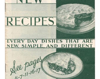 DIGITAL 1930 Cookbook Every Day Dishes Simple and Different, Meals Recipes, Desserts, Printable Cookbook