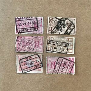 Vintage Belgium Railway Stamps with Postmarks, Canceled Belgium Stamps, Hand Curated | Gift for Crafter, Stamp Collector, Gift for Traveler
