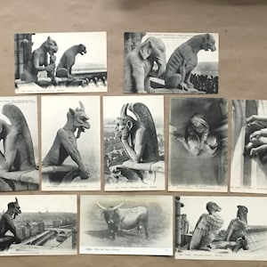 Antique Grotesque Black and White Neutral Postcards, UNSENT, Italy Gargoyles | Collectible, Junk Journal Mixed Media Smash Book Scrapbook