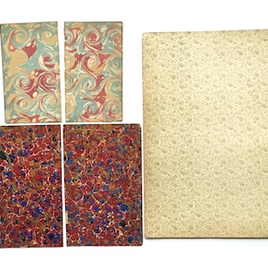 Antique Marbled & Floral Endpapers Book End Papers, Authentic | Craft Supplies Book Repair Junk Journal Mixed Media Scrapbook Smash Book
