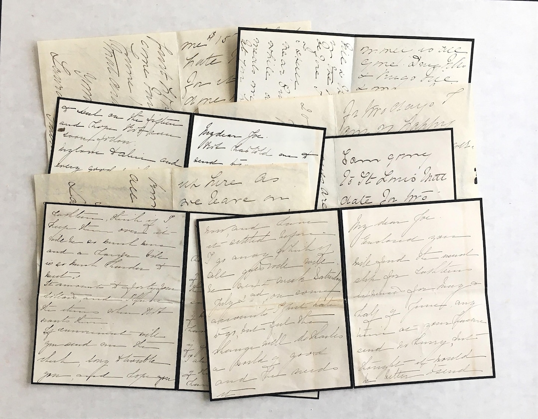 8 Antique Handwritten Personal Letters 1904, Black Edge Stationery ...