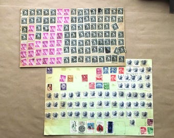 190+ Vintage USA & Germany Stamps Hinged, Lincoln Washington Air Mail+, Large Handmade Catalog Sheets | Craft Supplies Junk Journal Collage