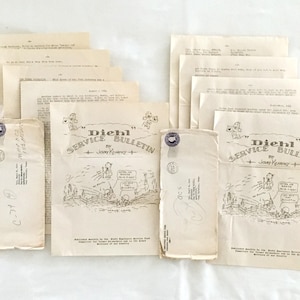 2 WWII 1944 Letters Diehl Company Finderne NJ Employee Service Bulletin Military Updates, 10 Authentic Vintage Pages 2 Envelopes