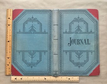 Vintage 1920s Journal Ledger Book Cover | Hardcover Book Cover | Repurpose, Upcycle, Junk Journal Cover, Gift for Crafter | Blue Book