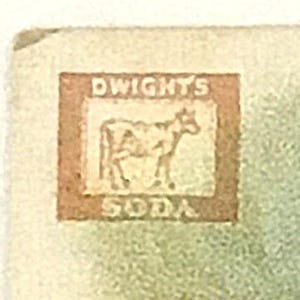 Closeup of Dwight's Soda logo on the trade cards.