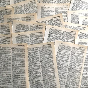25 Vintage Dictionary Small Pages, 1980s | Neutral Book Pages | Junk Journal Smash Books Scrapbooking Decoupage Collage Mixed Media