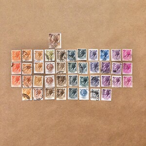 42 Vintage Rainbow Stamps, 1950s Italy Stamps, Coin of Syracuse, Hand Curated | Stamp Collector, Gift for Crafter