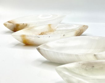 White Onyx leaf trinket dish
