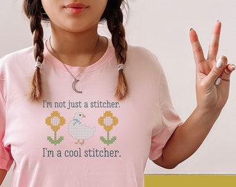 Cool Stitcher Tee Shirt, Cross Stitch Tee Shirt, Gift for Needleworker, Sewing Gift, Embroidery Tee, Funny Cross Stitch, Snarky Cross Stitch