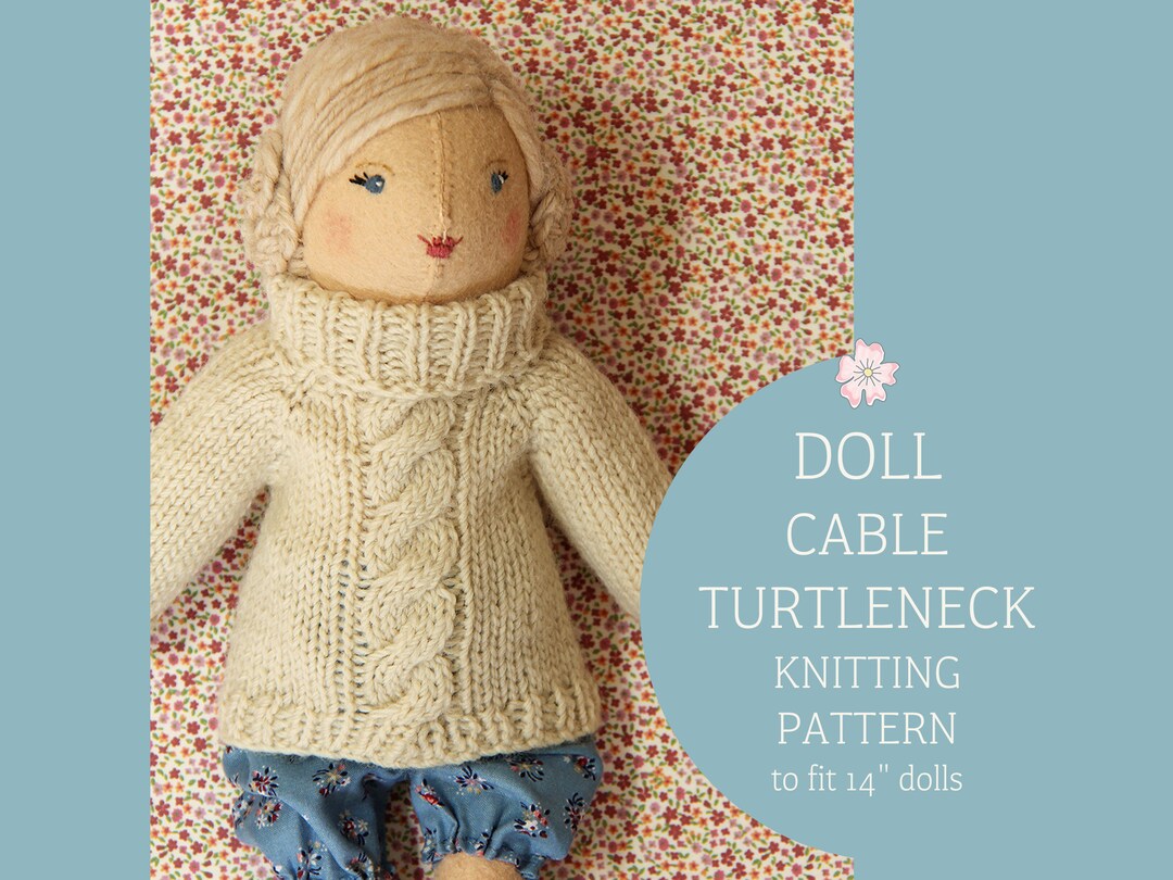 Doll Sweater Knitting Pattern, Doll Clothes Pattern PDF, Knitted Doll